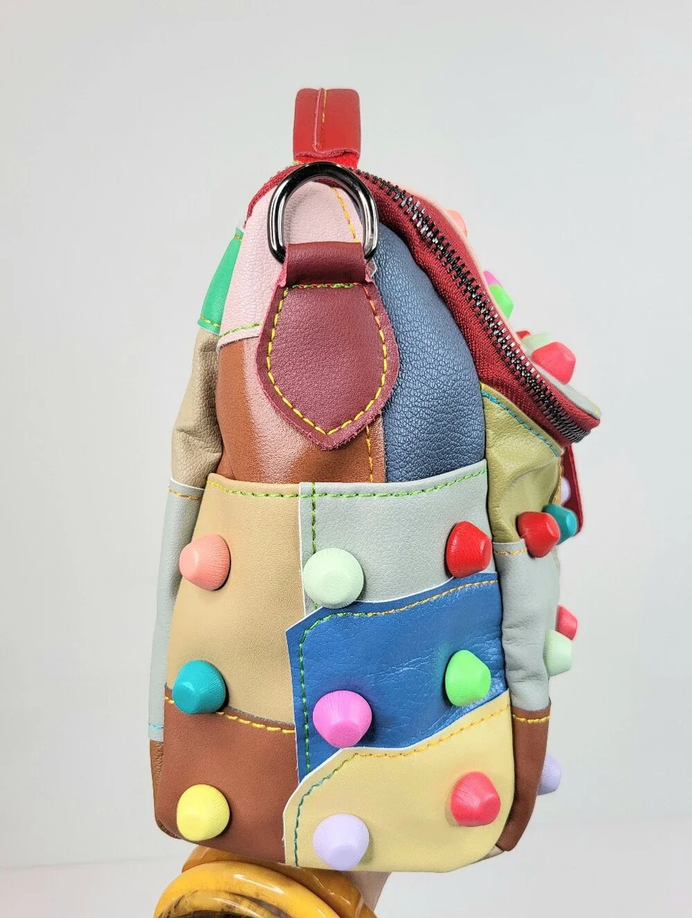 NEW Patchwork Recycled Leather Crossbody Bag Festival Kidcore Street Travel